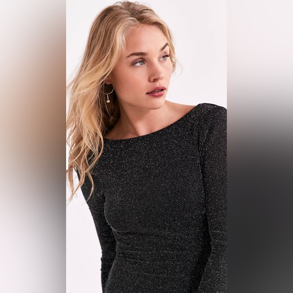 Urban Outfitters Silence + Noise Shimmer Long-Sleeve Bodycon Dress - Picture 6 of 9